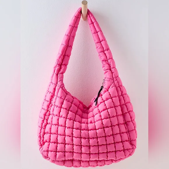 FP Movement Quilted Carryall Tote Gym Bag Bubblegum Pink Free People Neon Hobo